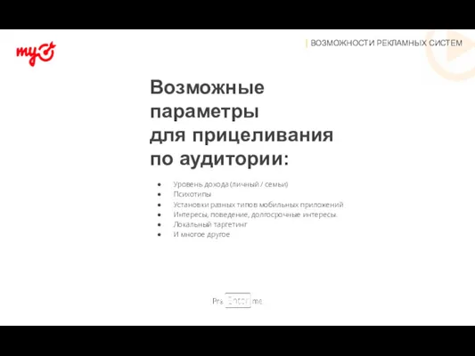 Возможные параметры для прицеливания по аудитории: Уровень дохода (личный /