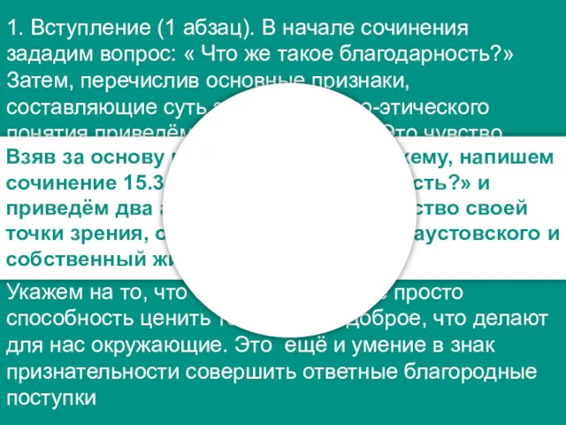 1. Вступление (1 абзац). В начале сочинения зададим вопрос: «