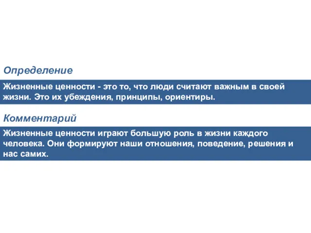 Жизненные ценности - это то, что люди считают важным в