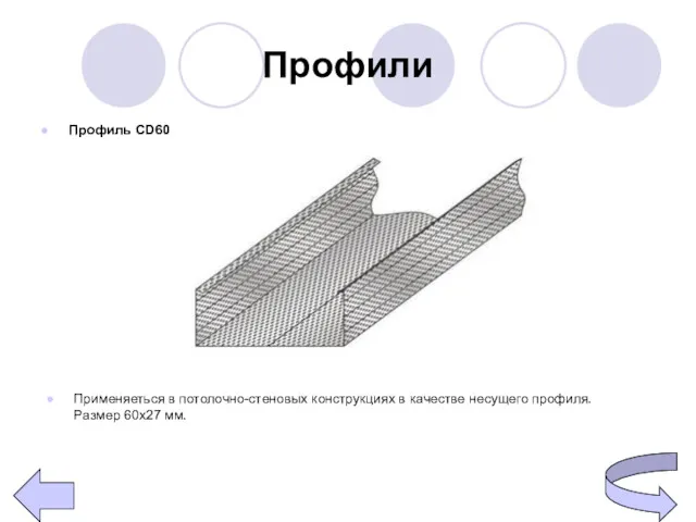 Профили Применяеться в потолочно-стеновых конструкциях в качестве несущего профиля. Размер 60х27 мм. Профиль CD60