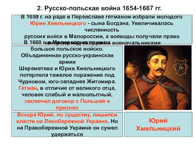 2. Русско-польская война 1654-1667 гг. В 1659 г. на раде