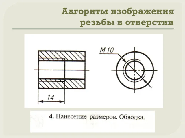 Алгоритм изображения резьбы в отверстии