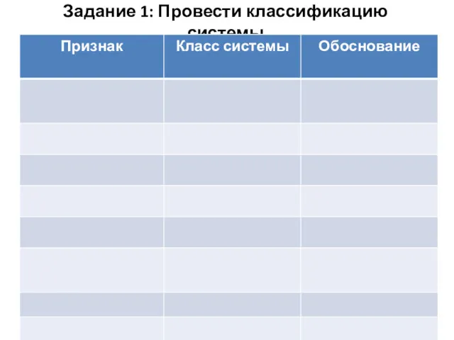 Задание 1: Провести классификацию системы