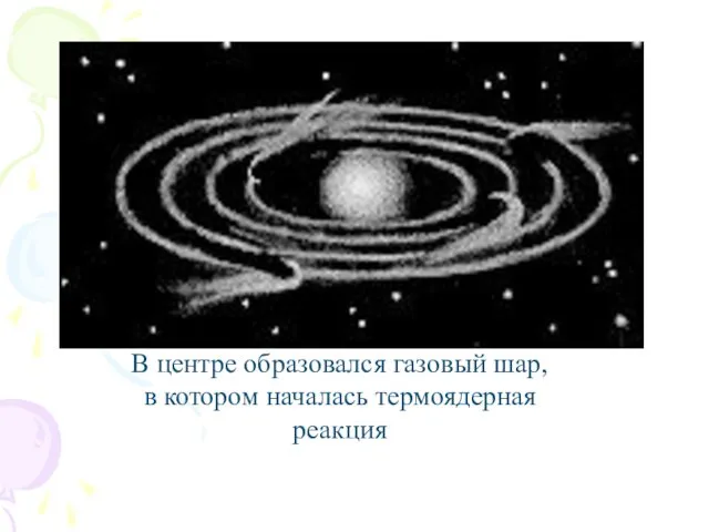 В центре образовался газовый шар, в котором началась термоядерная реакция