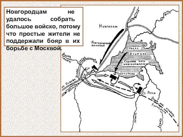 Новгородцам не удалось собрать большое войско, потому что простые жители