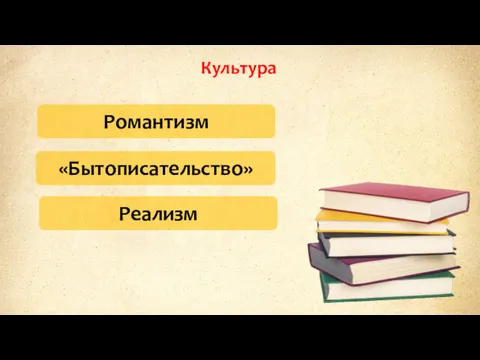 Культура Романтизм «Бытописательство» Реализм