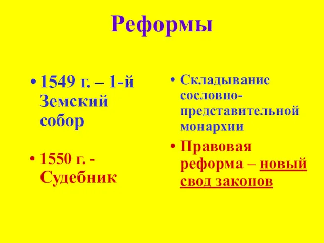 Реформы 1549 г. – 1-й Земский собор 1550 г. -