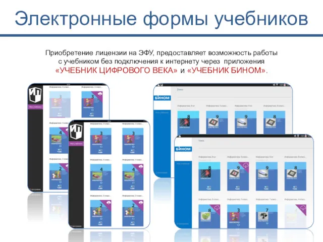 Приобретение лицензии на ЭФУ, предоставляет возможность работы с учебником без