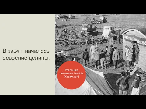 В 1954 г. началось освоение целины. Распашка целинных земель (Казахстан)