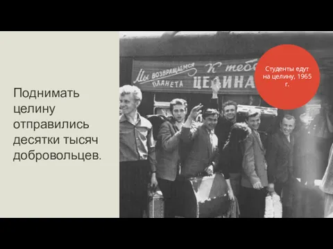 Поднимать целину отправились десятки тысяч добровольцев. Студенты едут на целину, 1965 г.