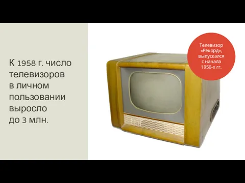 К 1958 г. число телевизоров в личном пользовании выросло до