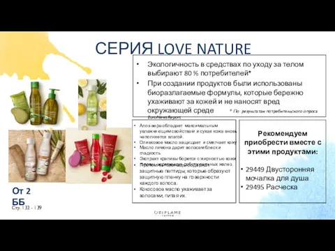 СЕРИЯ LOVE NATURE Стр. 132 - 139 Экологичность в средствах по уходу за