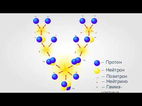 — Протон — Нейтрон — Позитрон — Нейтрино — Гамма-частица