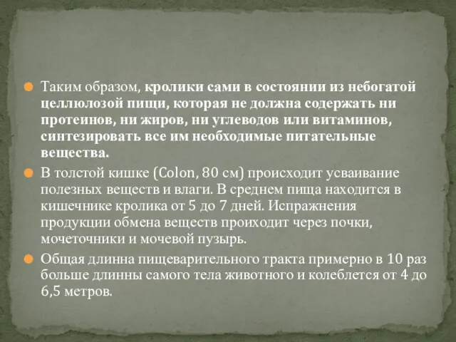 Таким образом, кролики сами в состоянии из небогатой целлюлозой пищи,