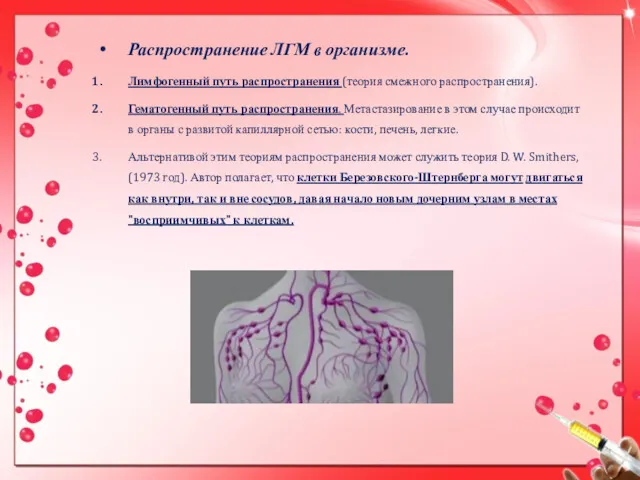 Распространение ЛГМ в организме. Лимфогенный путь распространения (теория смежного распространения).
