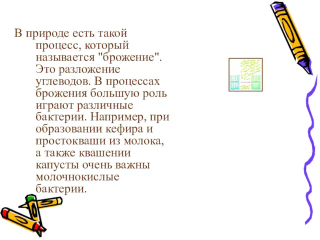 В природе есть такой процесс, который называется "брожение". Это разложение