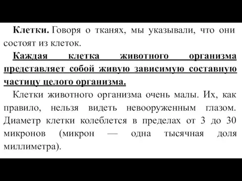 Клетки. Говоря о тканях, мы указывали, что они состоят из