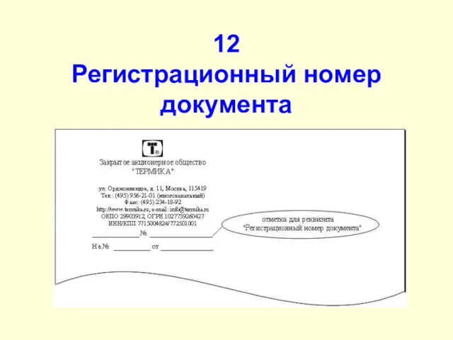 12 Регистрационный номер документа