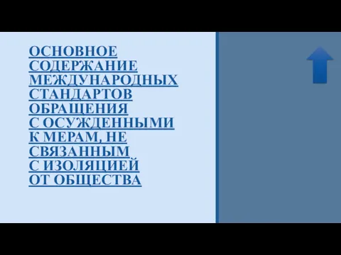 ОСНОВНОЕ СОДЕРЖАНИЕ МЕЖДУНАРОДНЫХ СТАНДАРТОВ ОБРАЩЕНИЯ С ОСУЖДЕННЫМИ К МЕРАМ, НЕ СВЯЗАННЫМ С ИЗОЛЯЦИЕЙ ОТ ОБЩЕСТВА