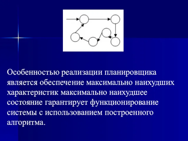 Особенностью реализации планировщика является обеспечение максимально наихудших характеристик максимально наихудшее