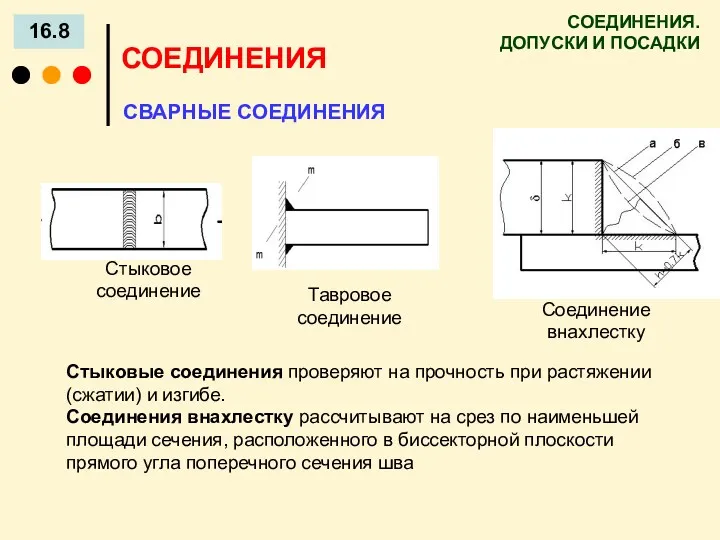 СОЕДИНЕНИЯ. ДОПУСКИ И ПОСАДКИ 16.8 СОЕДИНЕНИЯ СВАРНЫЕ СОЕДИНЕНИЯ Соединение внахлестку