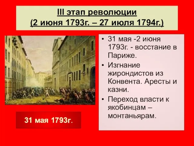 III этап революции (2 июня 1793г. – 27 июля 1794г.)