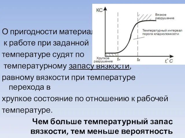 О пригодности материала к работе при заданной температуре судят по