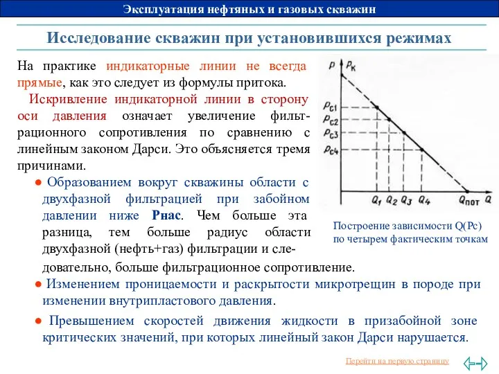 Исследование скважин при установившихся режимах На практике индикаторные линии не