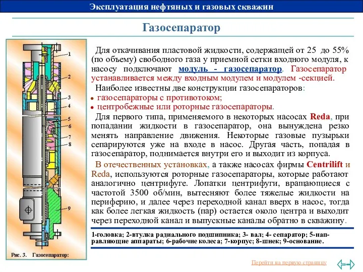 Газосепаратор Для откачивания пластовой жидкости, содержащей от 25 до 55%