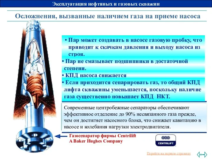 Осложнения, вызванные наличием газа на приеме насоса Пар может создавать