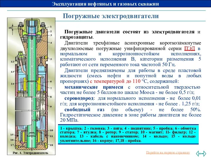 Погружные электродвигатели Погружные двигатели состоят из электродвигателя и гидрозащиты. Двигатели