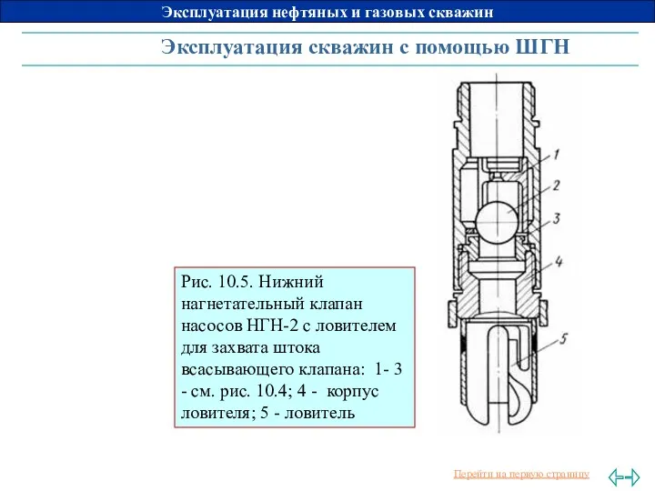 Эксплуатация скважин с помощью ШГН Рис. 10.5. Нижний нагнетательный клапан