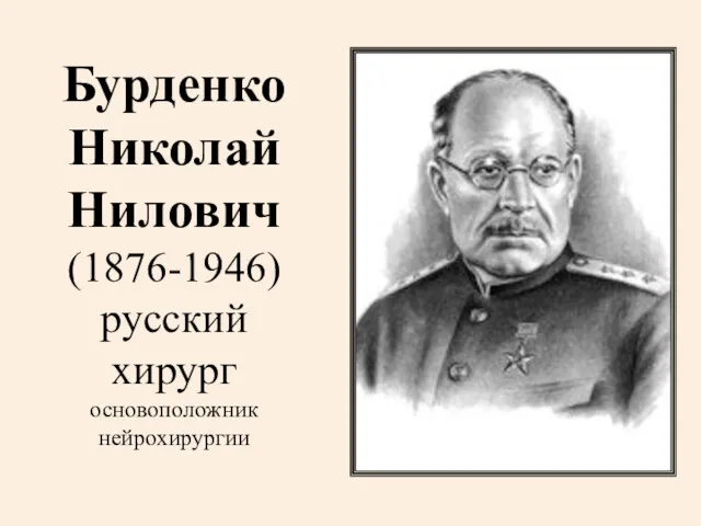 Бурденко Николай Нилович (1876-1946) русский хирург основоположник нейрохирургии