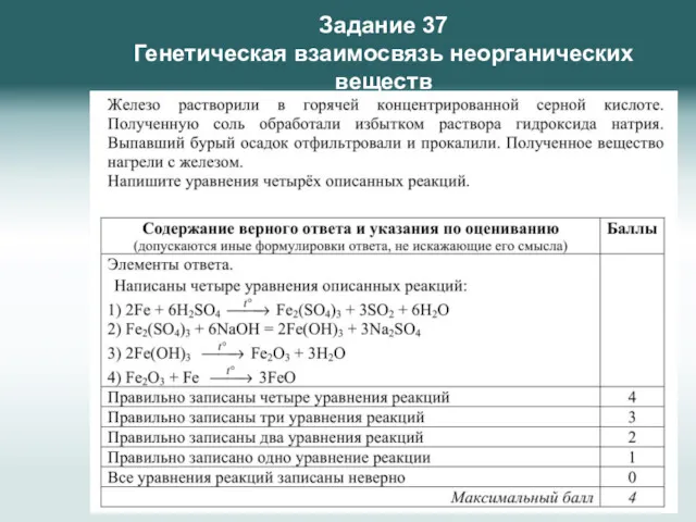 Задание 37 Генетическая взаимосвязь неорганических веществ