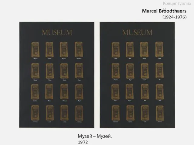 Marcel Broodthaers (1924-1976) Концептуализм Музей – Музей. 1972