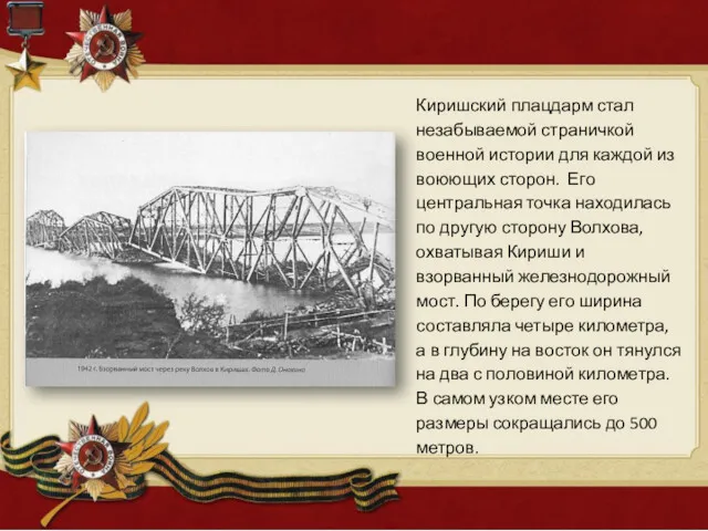 Киришский плацдарм стал незабываемой страничкой военной истории для каждой из