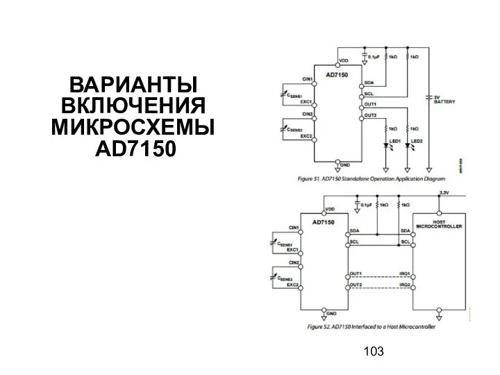 ВАРИАНТЫ ВКЛЮЧЕНИЯ МИКРОСХЕМЫ AD7150