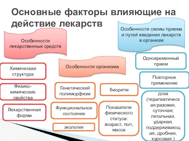 Основные факторы влияющие на действие лекарств Особенности лекарственных средств Особенности