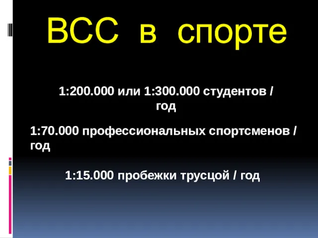 1:200.000 или 1:300.000 студентов / год 1:70.000 профессиональных спортсменов /