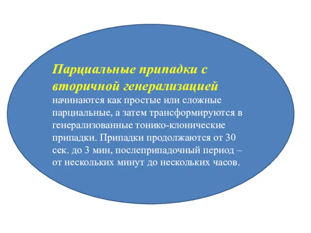 Парциальные припадки с вторичной генерализацией начинаются как простые или сложные