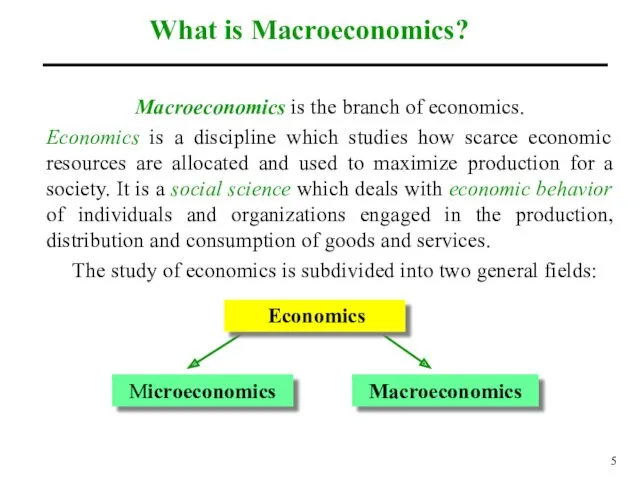 Macroeconomics is the branch of economics. Economics is a discipline