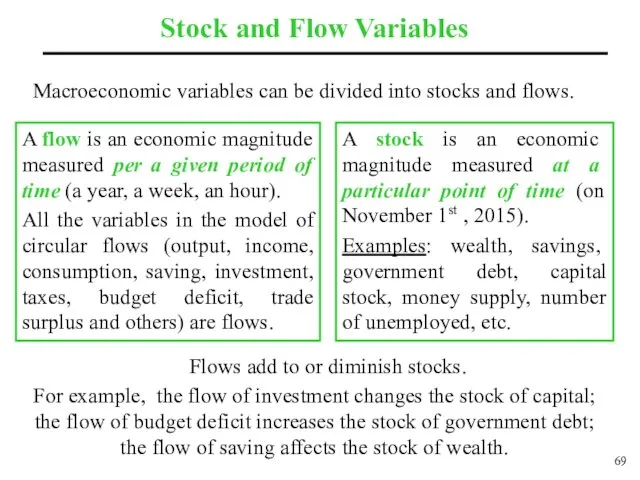 Stock and Flow Variables A flow is an economic magnitude