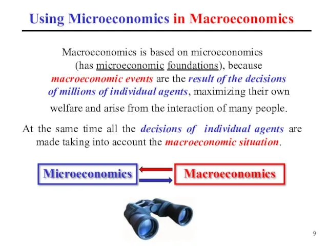 Using Microeconomics in Macroeconomics Macroeconomics is based on microeconomics (has