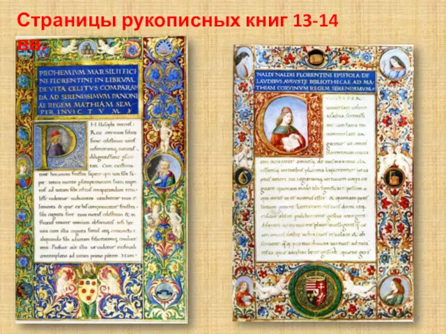 Страницы рукописных книг 13-14 вв.