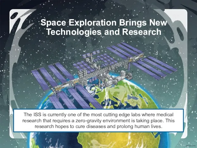 Space Exploration Brings New Technologies and Research The ISS is currently one of