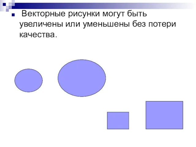 Векторные рисунки могут быть увеличены или уменьшены без потери качества.