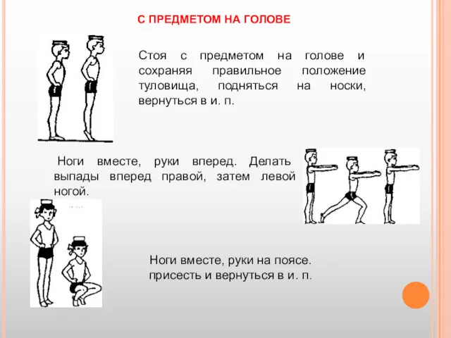 С ПРЕДМЕТОМ НА ГОЛОВЕ Стоя с предметом на голове и