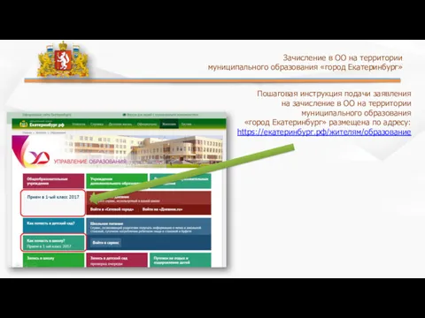 Зачисление в ОО на территории муниципального образования «город Екатеринбург» Пошаговая