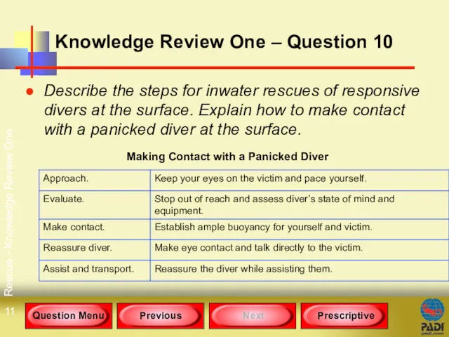 Rescue - Knowledge Review One Knowledge Review One – Question