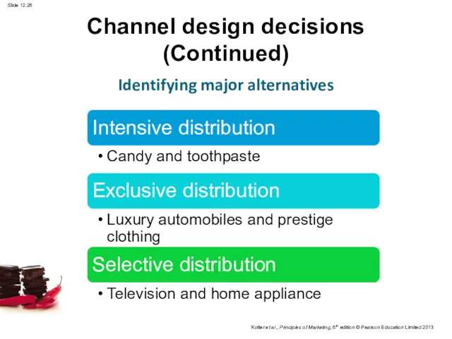 Channel design decisions (Continued) Identifying major alternatives